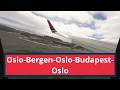 MSFS2024 flying from Oslo to Bergen to Oslo to Budapest to Oslo Norwegian PMDG 737-800