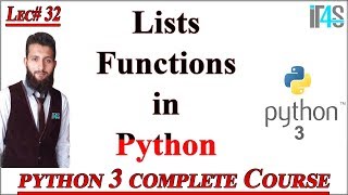 Python Tutorial in Urdu | Hindi | Lists Predefined Functions in Python | All Lists Functions