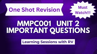 MMPC001 Unit 2 Important Questions | One Shot Revision | IGNOU MBA TEE | Learning Session with RV