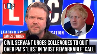 Civil servant urges colleagues to quit over PM's 'lies' in 'most remarkable' call | LBC