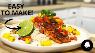 Easy Pan Seared Salmon Recipe with Mango Salsa