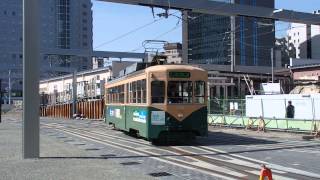 富山地鉄市内軌道線7000形旧塗装 富山駅停留所到着 Toyama City Tram Line