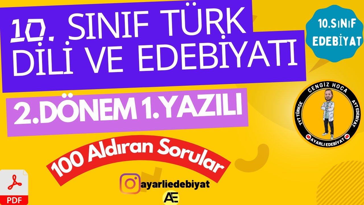 10.Sınıf Türk Dili Ve Edebiyatı 2.Dönem 1.Yazılı Soruları /Edebiyat 2 ...