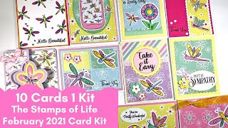 10 Cards 1 Kit | The Stamps of Life | February 2021 Card Kit | Dragonflies