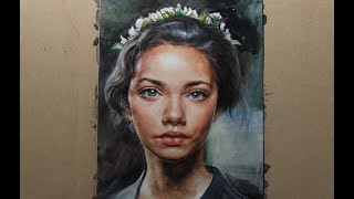 LV. 2  Watercolor Portrait  Female Face Drawing Tuterial