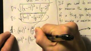 Calculus I - Applied Optimization - Example 3 - Minimize Distance