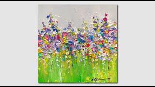 Abstract Colorful Flowers Acrylic Painting/ Palette Knife Tutorial
