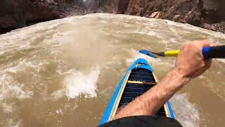 Canoeing Sockdolager Rapid (mile 79.1) Grand Canyon, June 2023