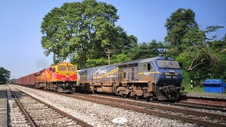 Most powerful Diesel loco Roza WDG 6G Overtakes WDP 4 Hauled Alipurduar Vistadome Tourists Special !