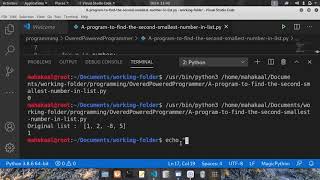 Write a program to find the second smallest number in list | OverPoweredProgramme OPP | PYTHON