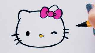 How to Draw and Color Hello Kitty Step by Step