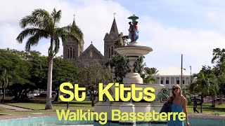 St Kitts, walking round Basseterre. Jean nearly causes havoc ringing the town bell.