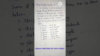 String Handling Functions of C language || short || suma study centre