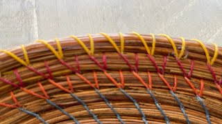 Wheat stitch for pine needle baskets - spiral pattern