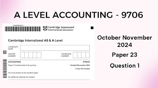 A Level Accounting October November 2024 Paper 23 9706/23 Question 1