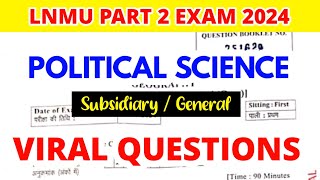 LNMU Part 2 Political Science (Sub/Gen) Objective Questions 2024 || Ba Part 2 Political Science