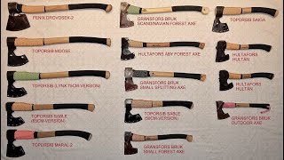 Axes from Sweden and Russia (Gränsfors, Hultafors, Toporsib, Fenix)