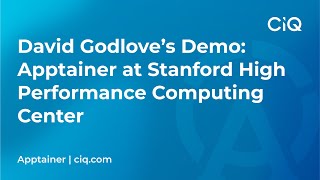 David Godlove Demos Apptainer at Stanford High Performance Computing Center