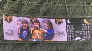 20240907　ﾊﾆｰｽﾞとVIVA！試合前のｵﾝﾕｱﾏｰｸｽ　福岡ｿﾌﾄﾊﾞﾝｸﾎｰｸｽ主催試合【かわいい】@みずほPayPayﾄﾞｰﾑ福岡･外野ﾗｲﾄ