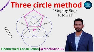 ✏️ How to Construct a Pentagon of 30mm Side? | Three Circle Method | @MechMind-25