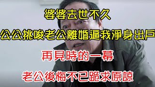 婆婆去世不久，公公挑唆老公離婚逼我淨身出戶，再見時的一幕，老公後悔不已跪求原諒 | 翠花的秘密