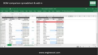 Bom comparison v1 | EnginExcel Spreadsheets