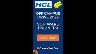 HCL Off Campus Drive 2022 | Software Engineer | IT Job | Engineering Job |  Across India