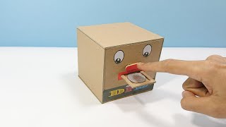 DIY Cardboard Crafts #2 How to Make Bank Box Eating Coin from Cardboard