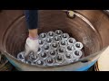 process of making super-large hex nuts and bolts. Korean metal factory