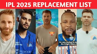 IPL 2025 - Official Replacement list for the IPL 2025 || ipl 2025 all replacement \u0026 reserve players