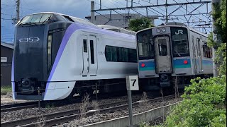 E353系S102編成　北松本駅停車\u0026E127系A7編成通過