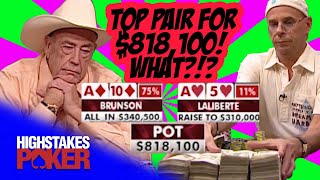 Doyle Brunson MEGA POT vs Guy Laliberte on High Stakes Poker