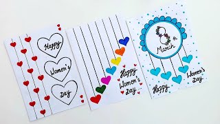 3Easy & Beautiful white paper Women's Day Card making|DIY How to make Happy Womens day greeting Card