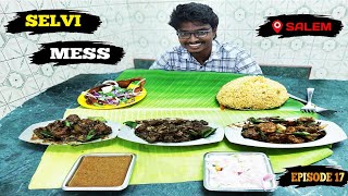 Selvi Mess Kitchen Tour \u0026 Food Review - Most Famous Chettinad Non-veg Making \u0026 Feast in Salem