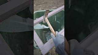 Breaking glass with hammer in slow motion #shorts