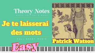 Je te laisserai des mots SUPER EASY PIANO Tutorial with Sheet Music