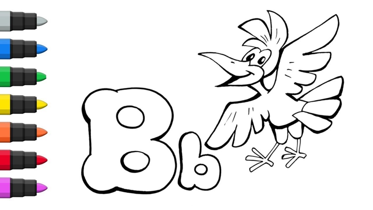 B For Ball, Alphabets, छोटे बच्चों की पढ़ाई Drawing Bird And Letter B ...