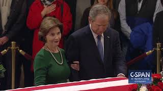 President George W. Bush and Laura Bush pay their respects (C-SPAN)