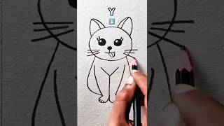 Draw a Cute Cat from the Letter 'Y' |#trending #art #easydrawing #letterart #catdrawing