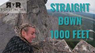 Summit of Mount Yamnuska -- Staring Straight Down the South Face