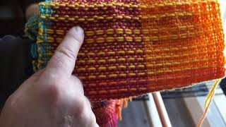 Rigid heddle loom introduction to weft floats using pick up stick