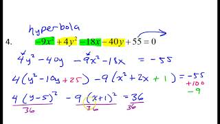 Day 14 HW (1 to 8) Classifying Conic Sections and Writing Equations in Standard Form