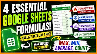 4 Must-Know Google Sheets Formulas: MAX, MIN, AVERAGE & COUNT