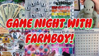 ⭐️ GAME NIGHT SAVINGS CHALLENGES with FARMBOY! NEW GAME! Cash envelope stuffing for sinking funds!