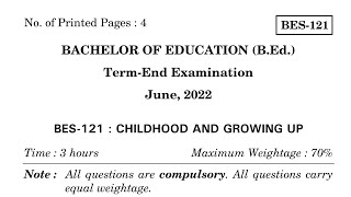 BES 121 important questions | BES 121 previous year question paper | BES 121 questions paper