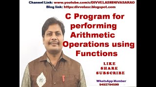 C program for arithmetic operations using functions || Arithmetic operations using functions in C