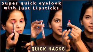 *How* I Created Easy & Quick EyeLooks with Lipsticks and No Brushes *Easy and Quick Hacks*| #GlamNMe