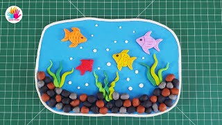 How to make Fish Aquarium with clay/ Underwater sea scene with clay/ colorful fish toy/ Clay art/