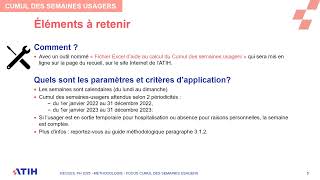 ATIH Recueil PH 2025 Méthodologie Focus calcul du cumul des semaines usagers