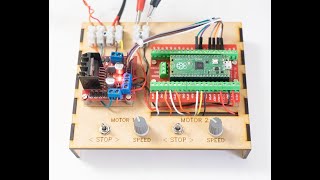 Motor Controller for 2 DC Motors using Raspberry Pi Pico with speed and direction control.